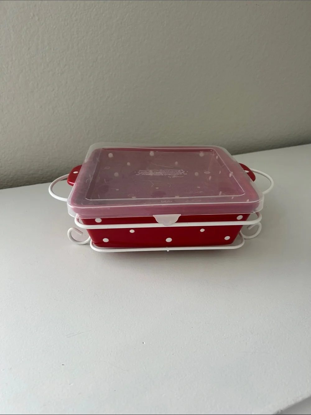 Temp-Tations Red and White Polka Dot Covered Casserole Dish